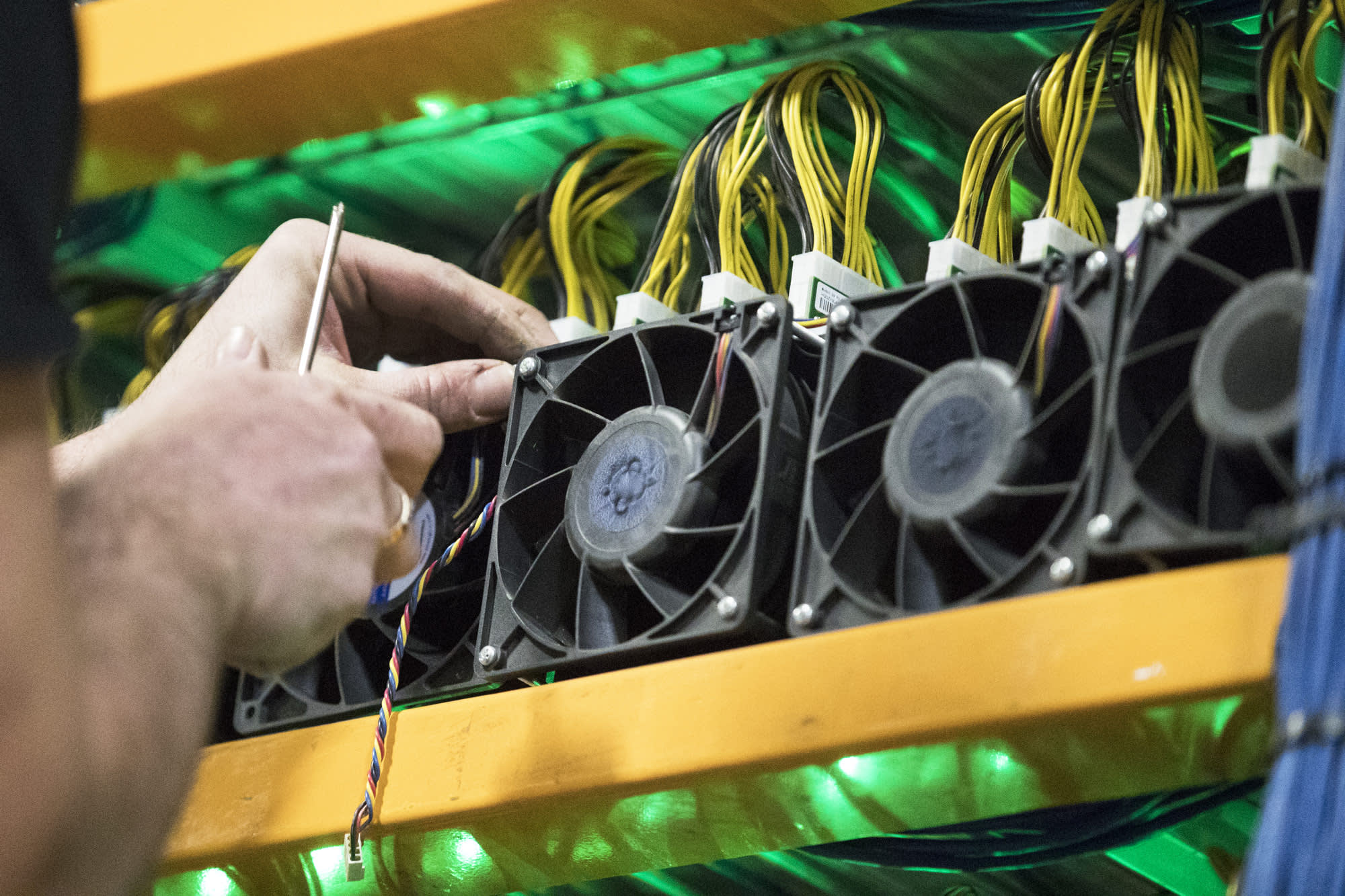 Mining hardware racks and monitoring equipment